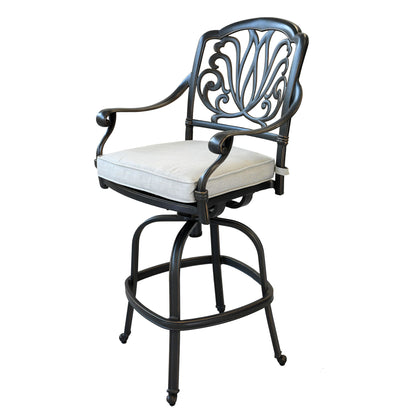 Patio Outdoor Aluminum Swivel Bar Stool With Cushion (Set of 2)