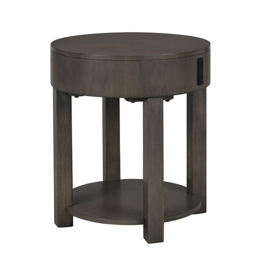 Jonah - MDF End Table With USB Ports - Light Brown