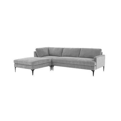 Serena - Velvet Chaise Sectional With Black Legs