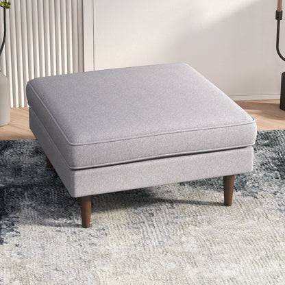 Amber - Square Upholstered Ottoman Linen