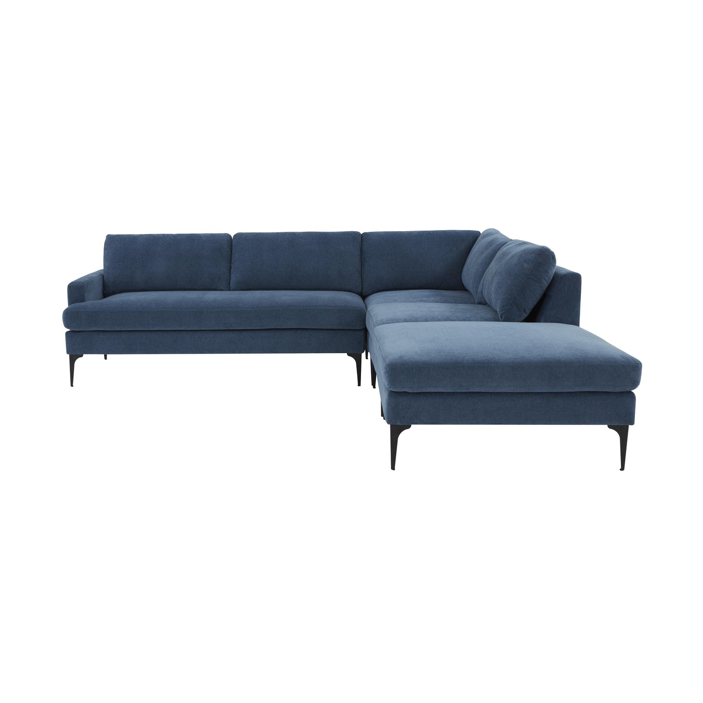 Serena - Velvet Large Chaise Sectional With Black Legs