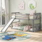 Twin Over Twin Bunk Bed With Slide And Ladder - Gray