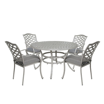 Stylish Outdoor Aluminum 5 Piece Round Dining Set