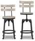 Karisslyn - Whitewash / Black - Swivel Barstool (Set of 2)