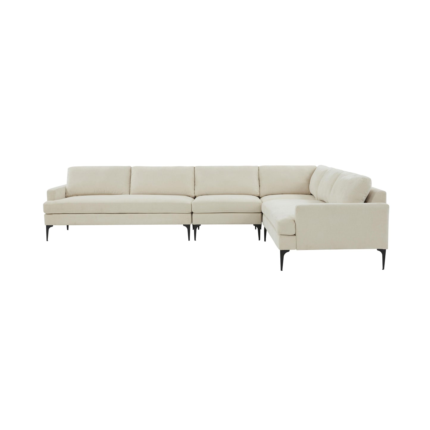 Serena - Velvet Large L-Sectional With Black Legs