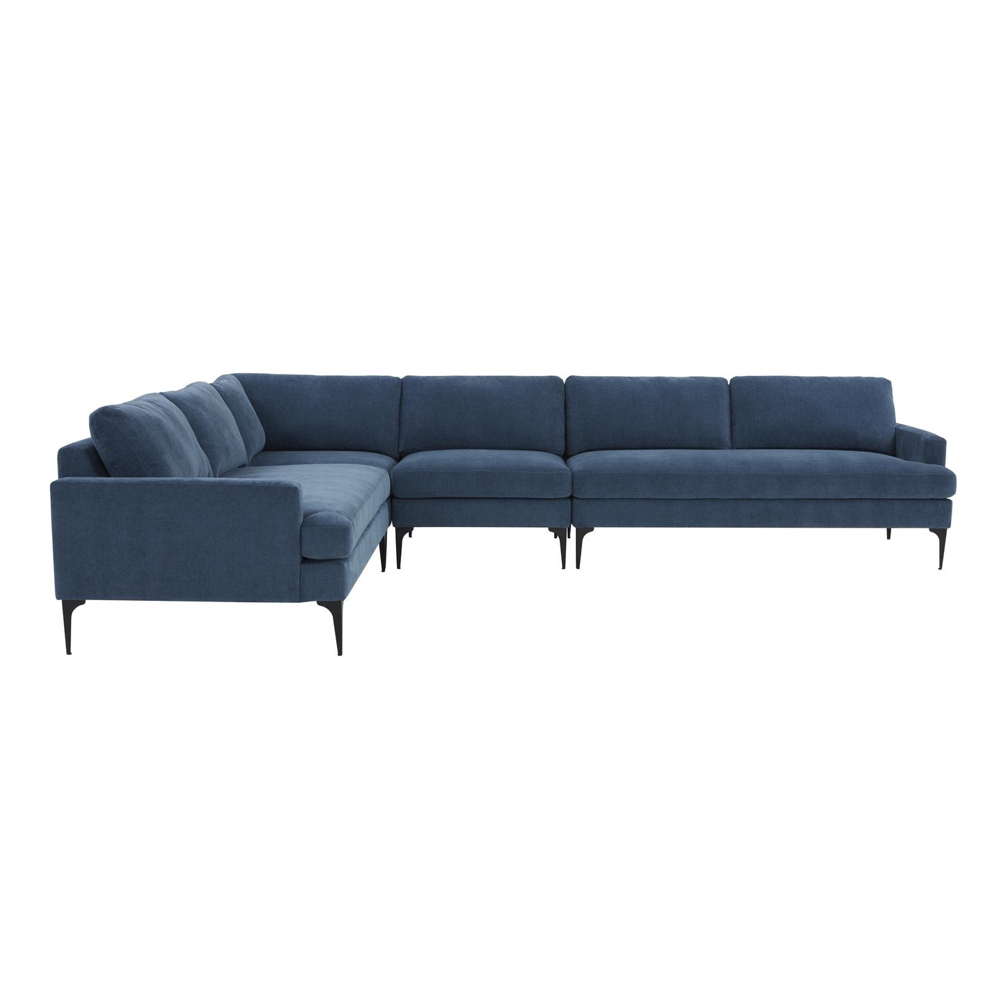 Serena - Velvet Large L-Sectional With Black Legs