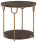 Brazburn - Dark Brown / Gold Finish - Round End Table