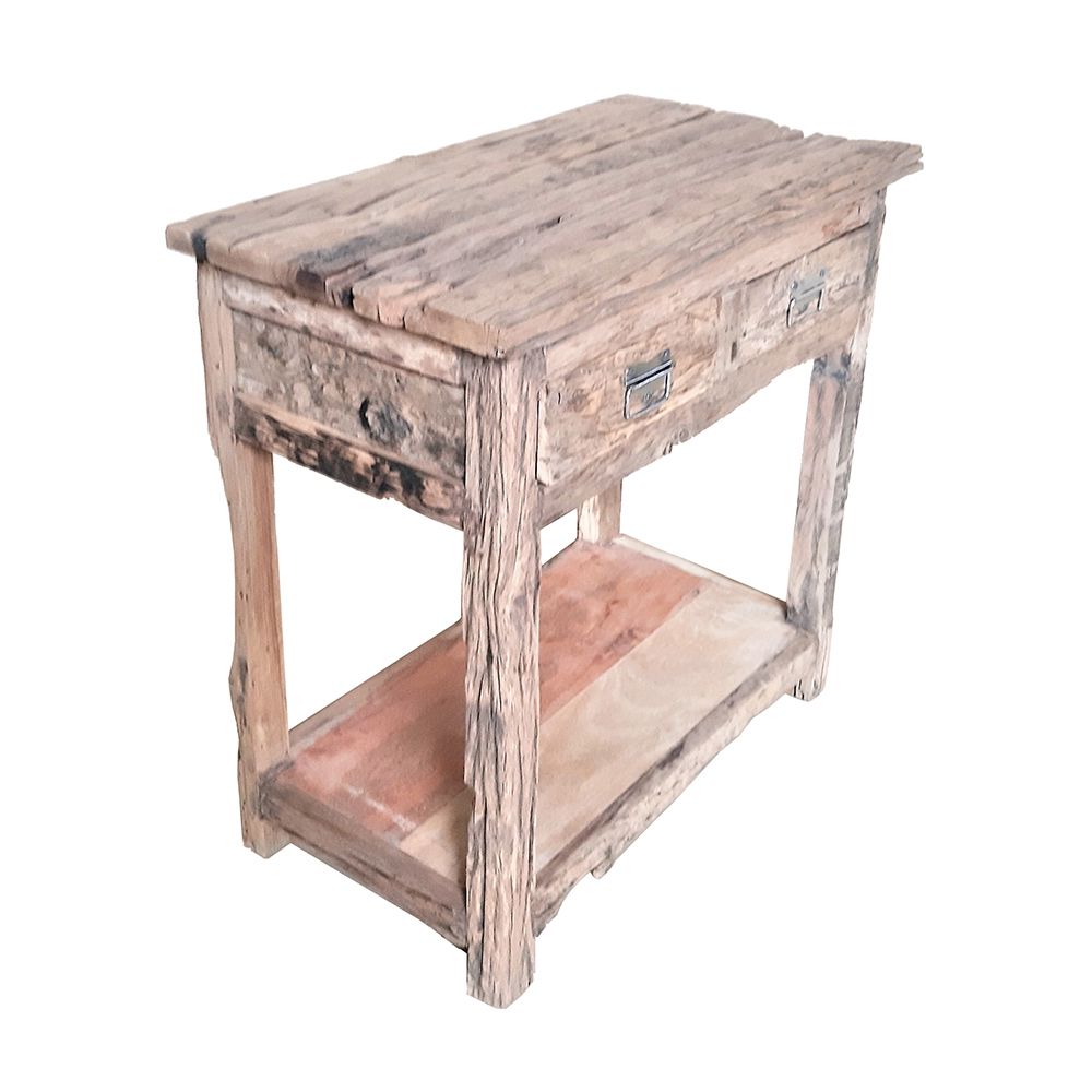 Rustic 2 Drawer Kitchen Island - Wood