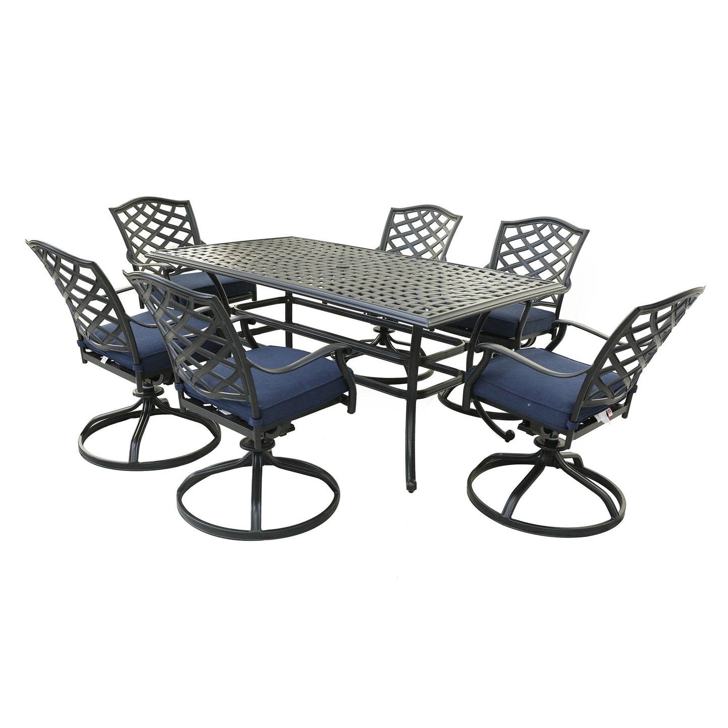 Rectangular Aluminum Dining Set With Cushions