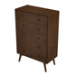 Caroline - Mid-Century Modern Dresser 5 Drawer - Dark Brown