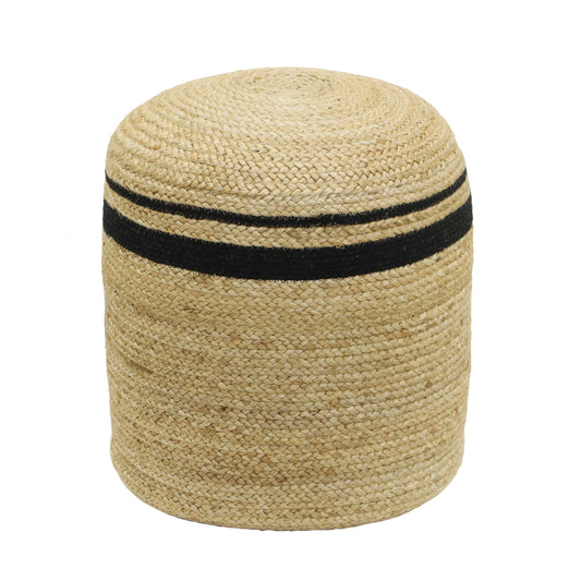 Emerge - Round Pouf - Black / Natural