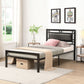 Twin Size Metal Bed Sturdy System, Modern Style And Comfort To Any Bedroom - Black