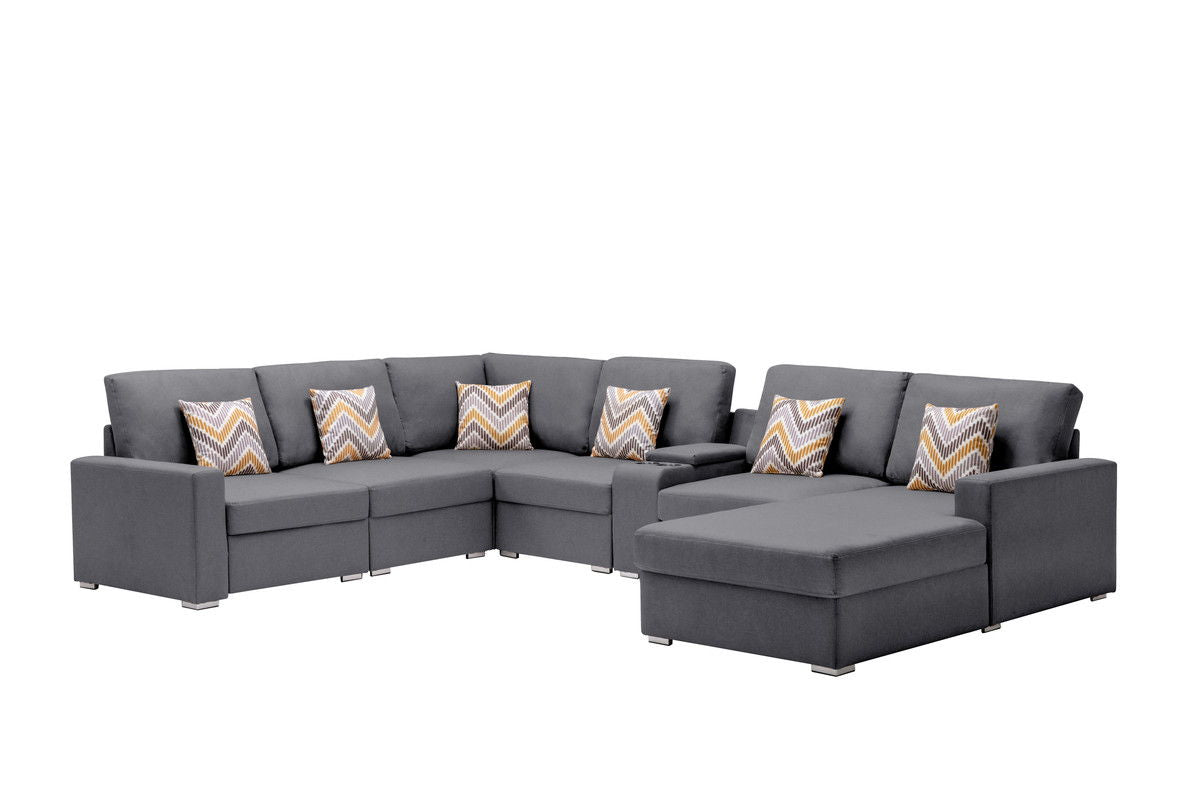 Nolan - 7 Piece Sectional Sofa With Pillows And Interchangeable Legs