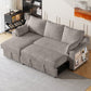 Pull Out Sleeper Sofa L-Shaped Couch Convertible Sofa Bed With Storage Chaise, Storage Racks And USB Ports