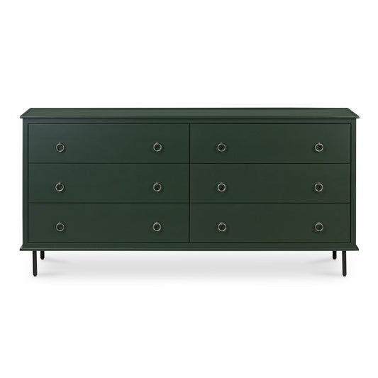 Reagan - 6 Drawer Dresser - Deep Green