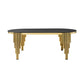 Glass Top Oval Dining Table With Gold Stainless Steel Base For 8 Seats - Gold / Black