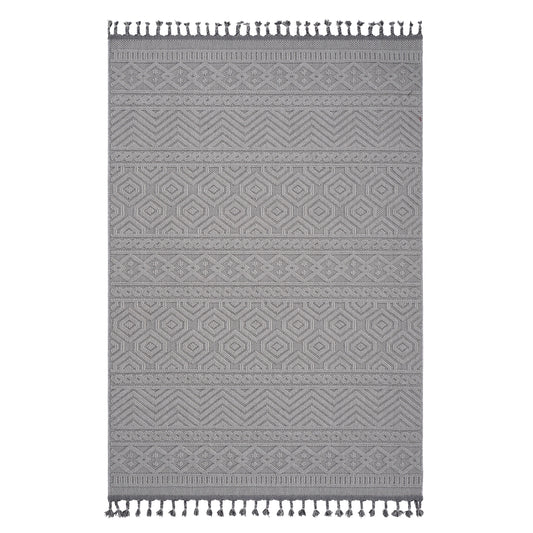 Guros - 4' x 6' Geometric Indoor / Outdoor Area Rug - White