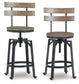 Lesterton - Light Brown / Black - Swivel Barstool (Set of 2)