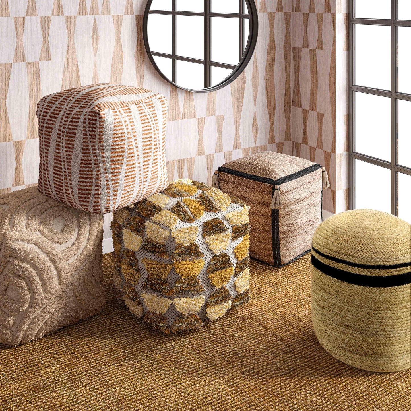 Sawyer - Tufted Pouf - Gold