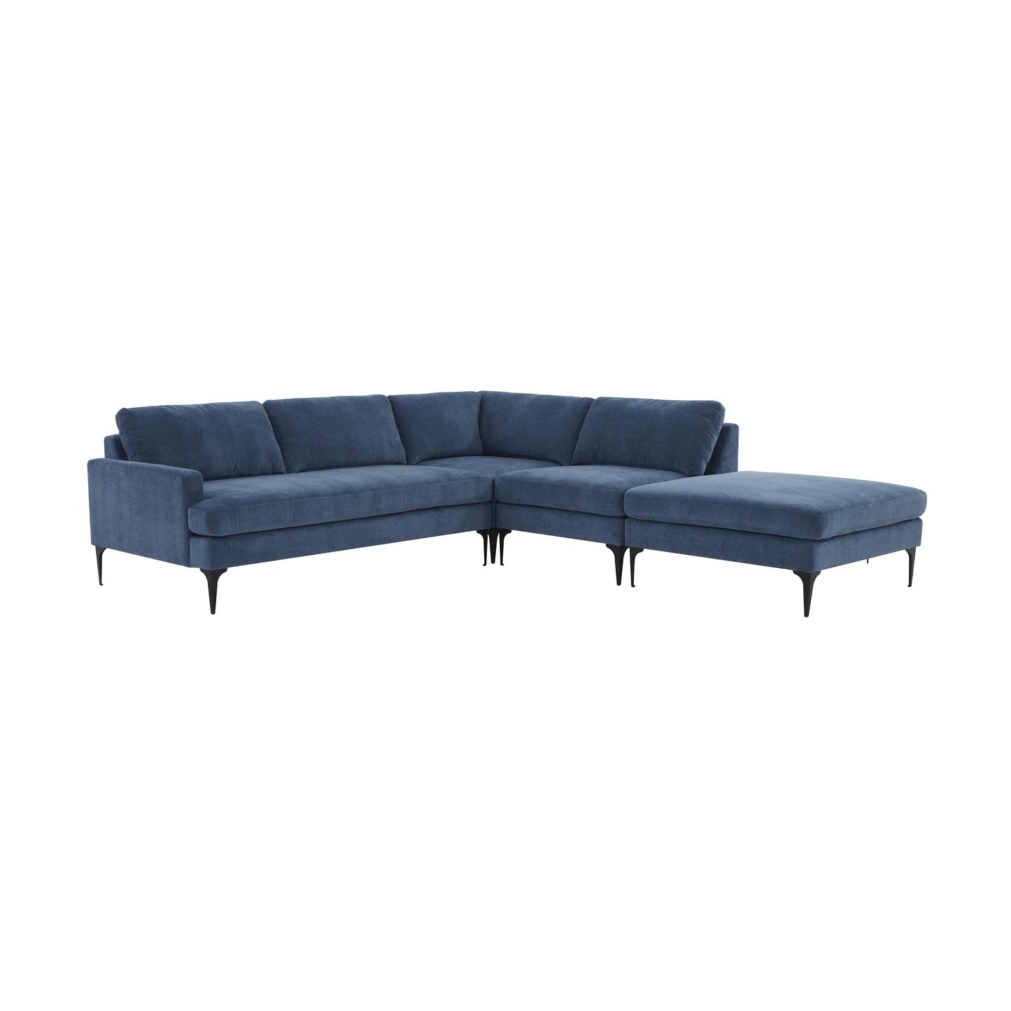 Serena - Velvet Large Chaise Sectional With Black Legs