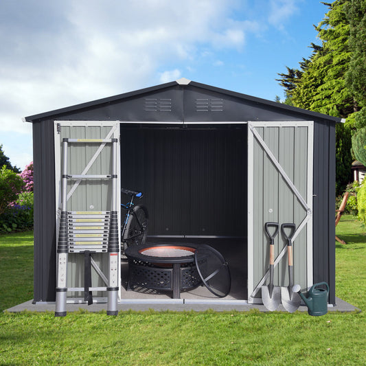 10'x12' Garden Sheds Outdoor Storage Sheds - Dark Gray