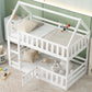 Twin Over Twin House Bunk Bed With Fence And Door - Gray