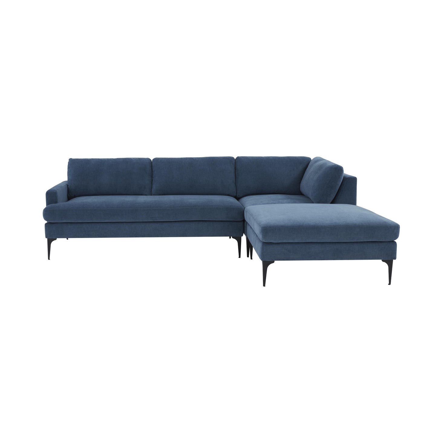 Serena - Velvet Chaise Sectional With Black Legs