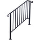 Handrails For Outdoor Steps, Fit 3 Or 4 Steps Outdoor Stair Railing, Picket#3 Wrought Iron Handrail, Flexible Porch Railing, Transitional Handrails For Concrete Steps Or Wooden Stairs - Black