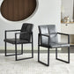 Modern European Style Dining Chair PU Leather Metal Pipe Dining Room Furniture Chair (Set of 2)