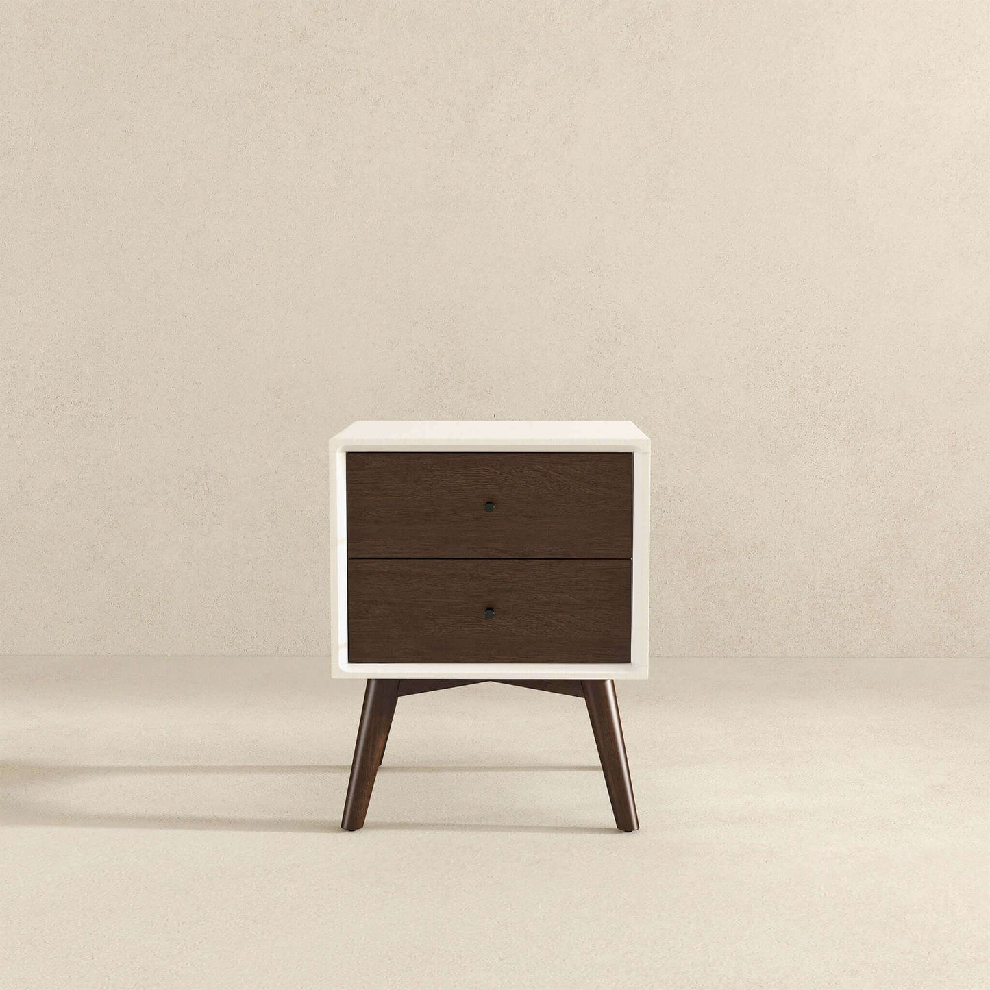 Caroline - Mid-Century Modern Style White Night Stand 2 Drawer