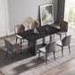 Modern Artificial Stone Black Straight Edge Metal Leg Dining Table