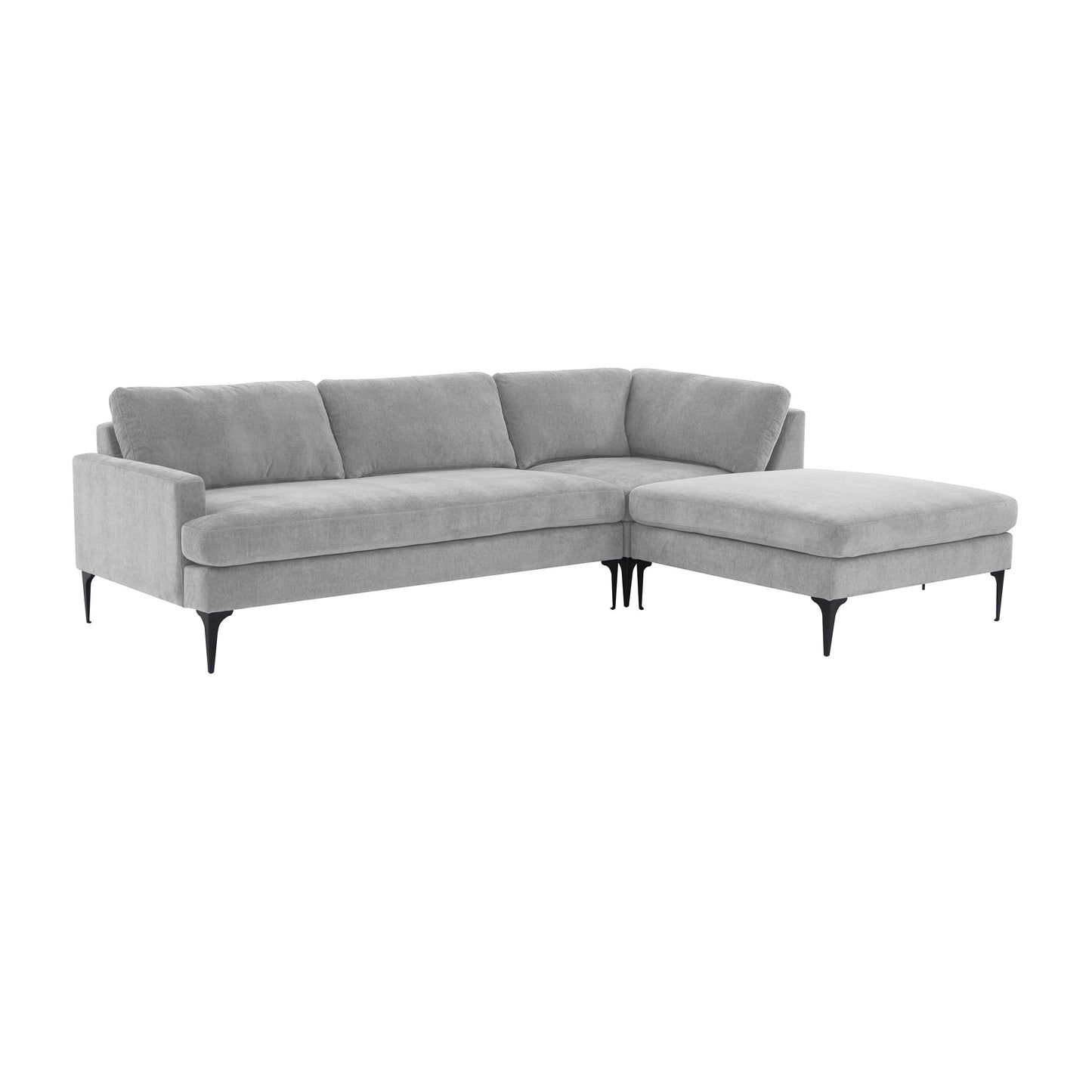 Serena - Velvet Chaise Sectional With Black Legs