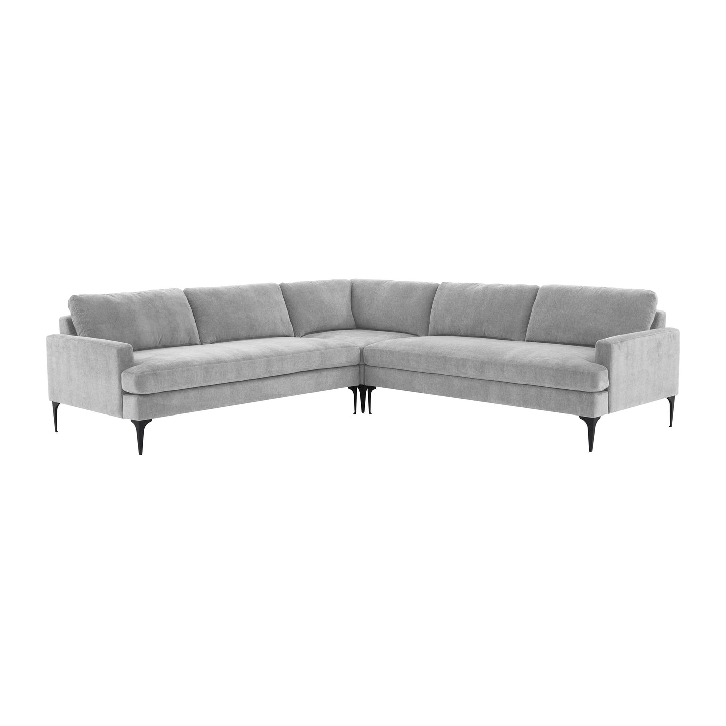 Serena - Velvet L-Sectional With Black Legs