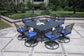 Square 8 Person 64" Long Aluminum Dining Set With Cushions