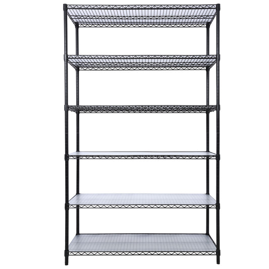 84" x 48" x 20" 6 Tier 6000Lbs Capacity Nsf Metal Shelf Wire Shelving Unit, Heavy Duty Adjustable Storage Rack With Wheels & Shelf Liners For Commercial Grade Utility Steel Storage Rack - Black