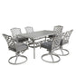 Modern Outdoor 7 Piece Aluminum Dining Set With Swivel Chairs - Basalt