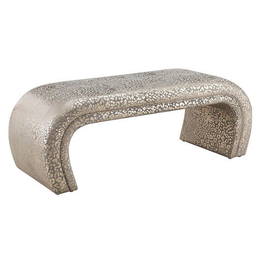 Kenya - Gilded Leopard Bench - Pearl Silver