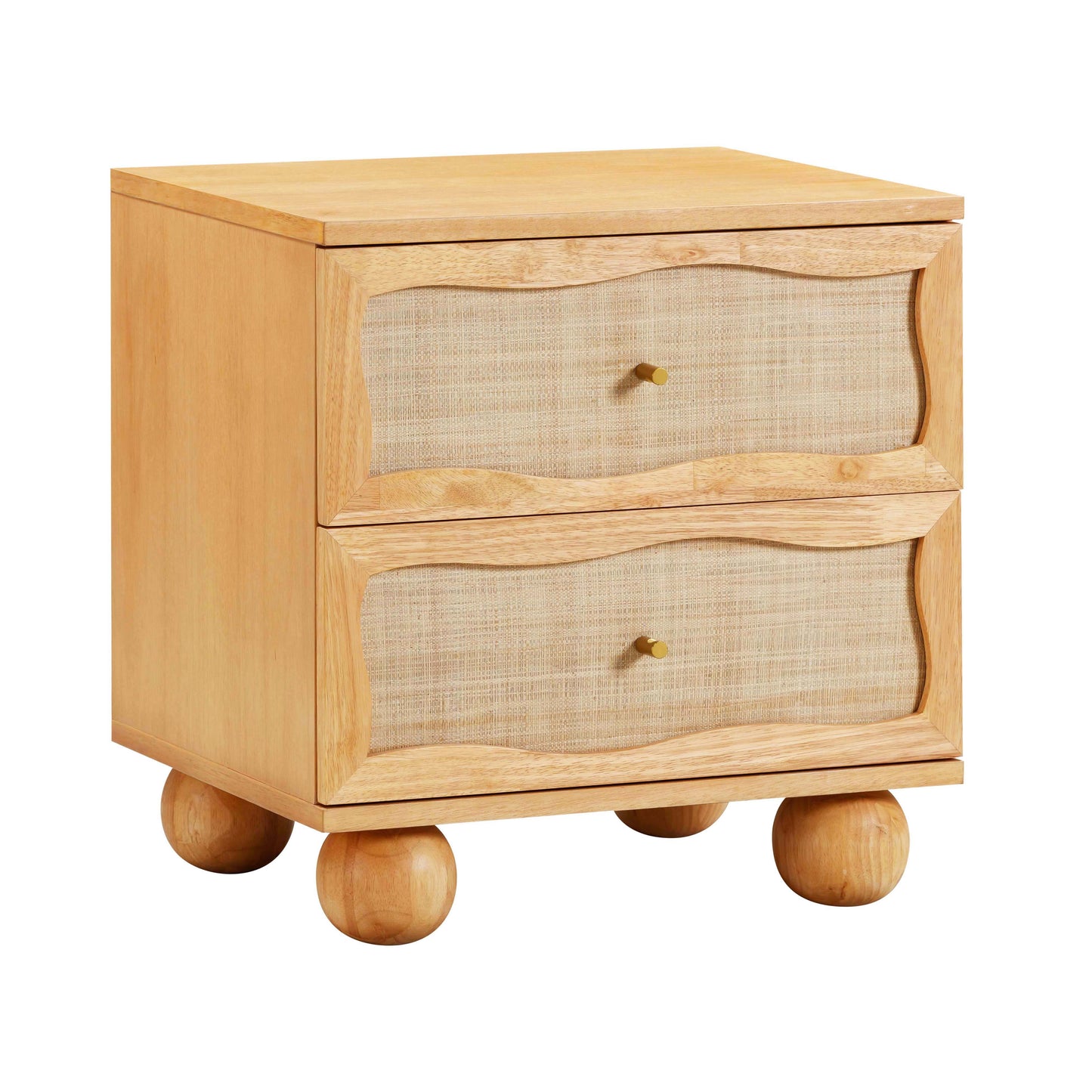 Grappa - Wood & Rattan Wavy Nightstand - Natural