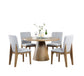 Delphine - Round Dining Table Set With Chairs (Set of 5) - Oak Finish And Gray