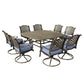 Square 8 Person 63.98" Long Dining Set With Dupione Brown Cushions