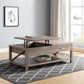 Modern Livingroom Coffee Table With Lift Top With Spacious Bottom Shelf - Dark Taupe